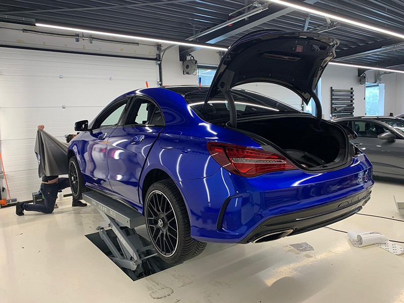 carwrap mercedes cla cosmic blue