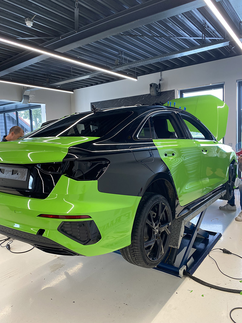 audi a3 carwrap avery grass green gloss