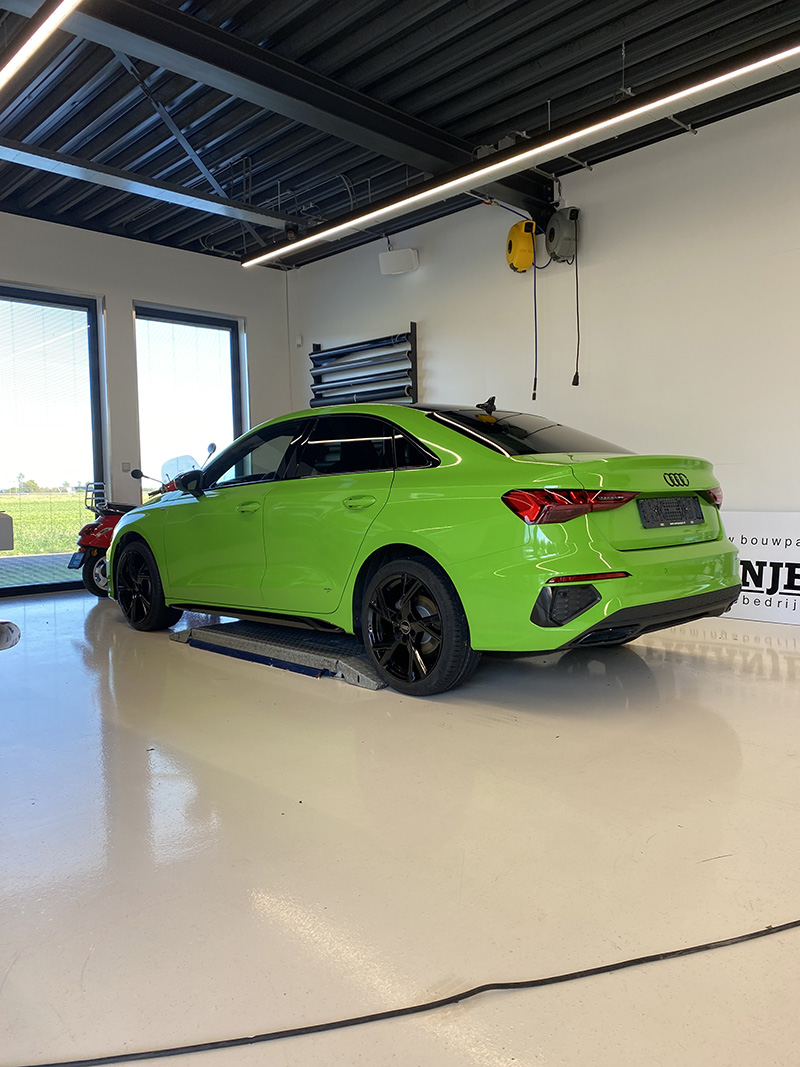 audi a3 carwrap avery grass green gloss