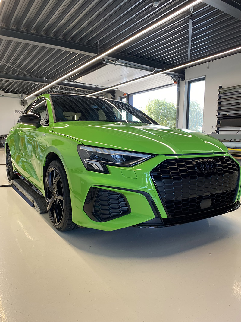 audi a3 carwrap avery grass green gloss