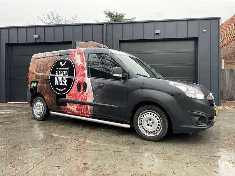 belettering carwrap slagerij wisse opel combo