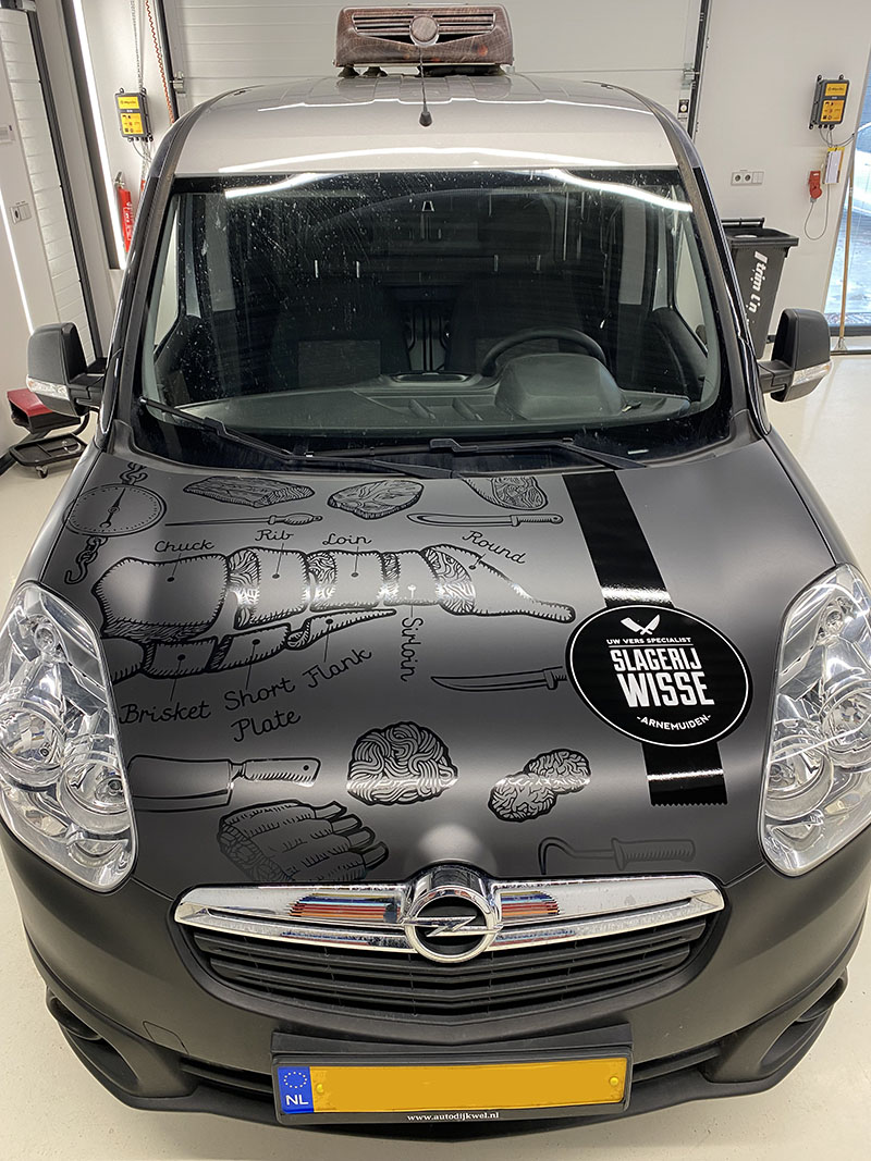 belettering carwrap slagerij wisse opel combo