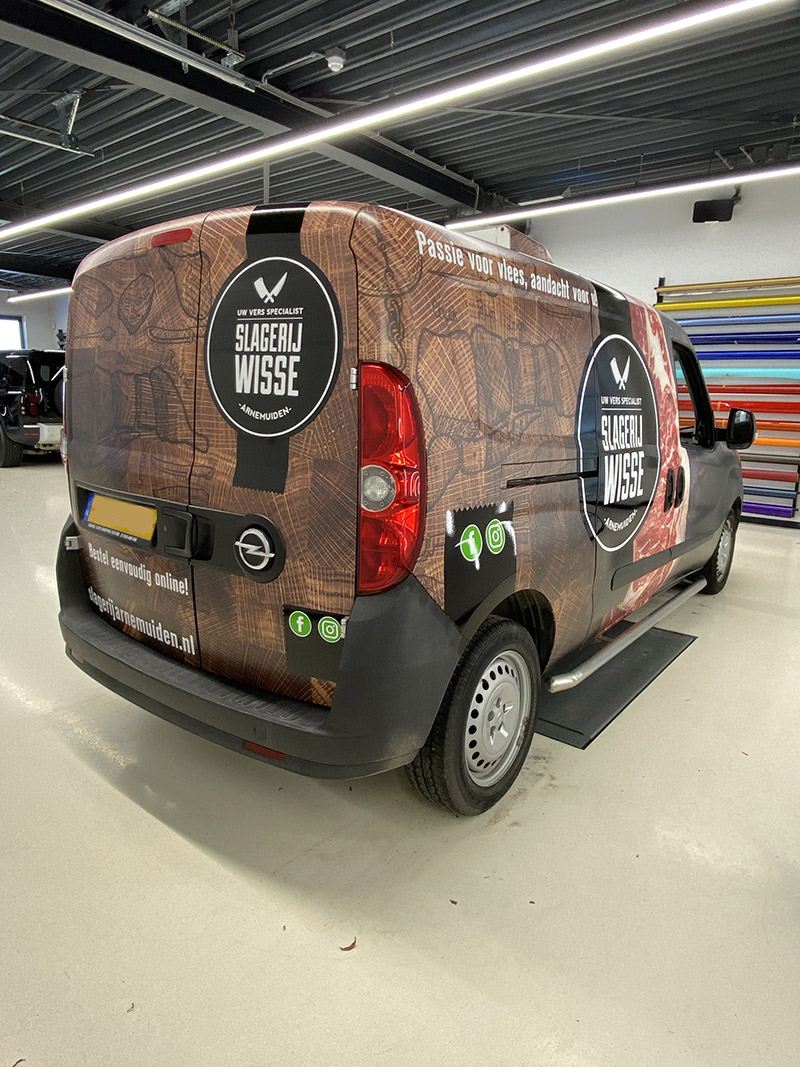 belettering carwrap slagerij wisse opel combo