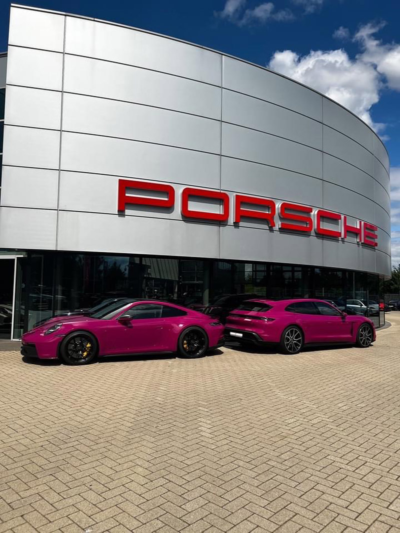 porsche gt3 roze blauw taycan ppf pu