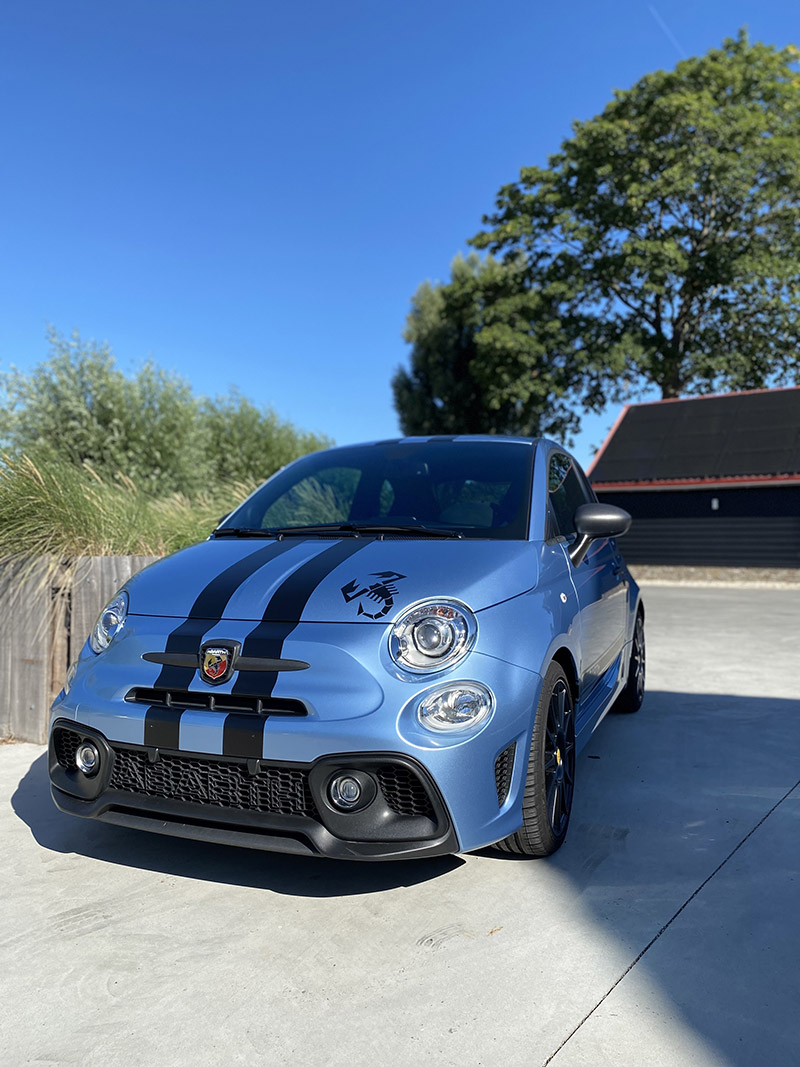 carwrap striping Abarth oracal dove blue metallic