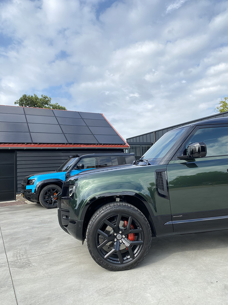 land rover defender 110 metallic midnight green inozetek carwrap